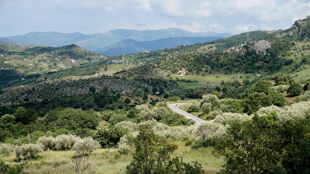 Sicily landscape with riders