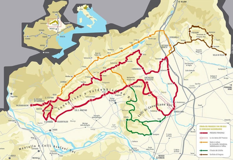 mappa strada del prosecco