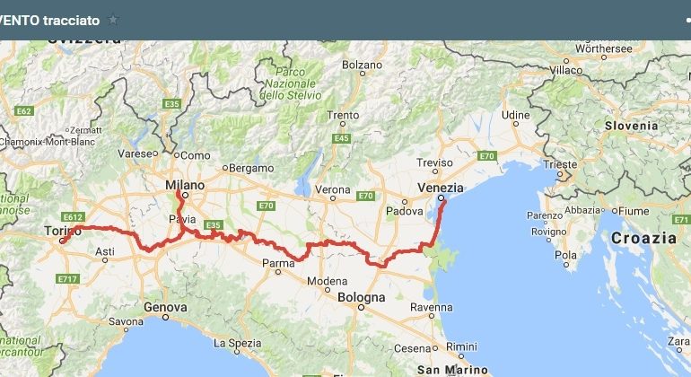 Connect Turin with Venice by Bicycle